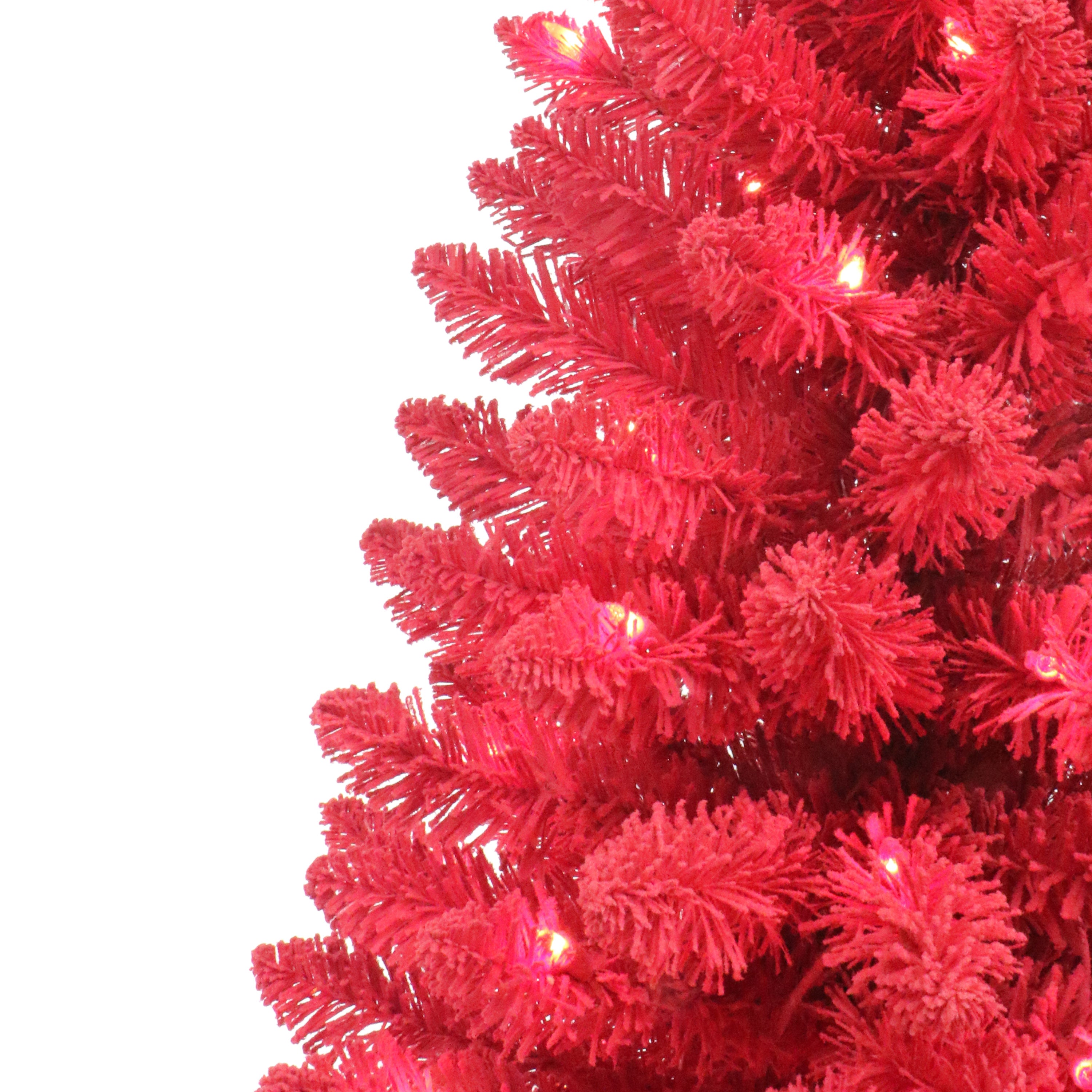 4.5' Pre-Lit Flocked Fashion Red Tree